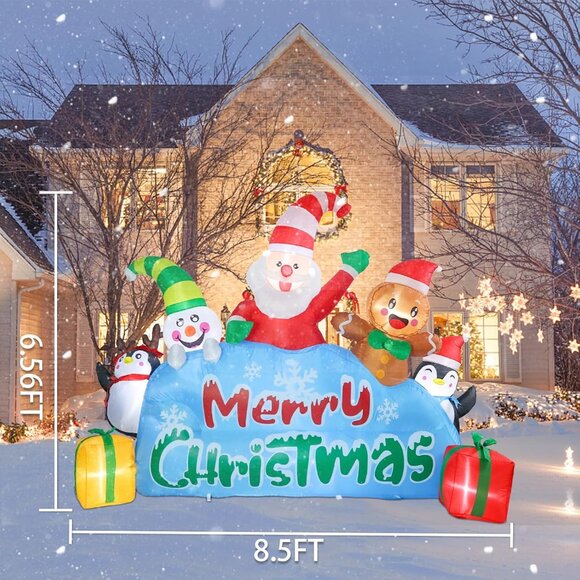 ⚡7.5FT Christmas Inflatable Santa Snowman Gingerbread Man Penguin Decoration - Picture 2 of 7